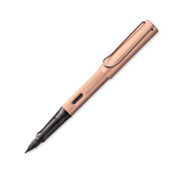 Open in modal - Lamy Lx Fountain Pen - Rose Gold color pen open and at angle