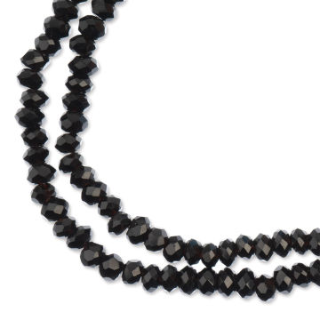 John Bead Crystal Lane Rondelle Bead Strands - Black, Opaque, 7" (Close-up of beads)