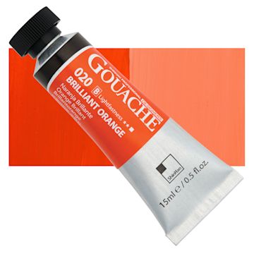 Open in modal - ShinHan Professional Designers Gouache - Brilliant Orange, 15 ml tube and swatch