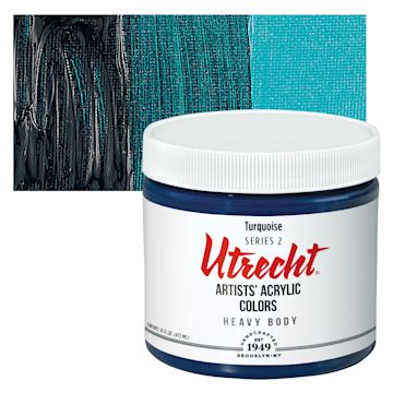 Open in modal - Utrecht Artists' Acrylic Paint - Turquoise, Pint and swatch