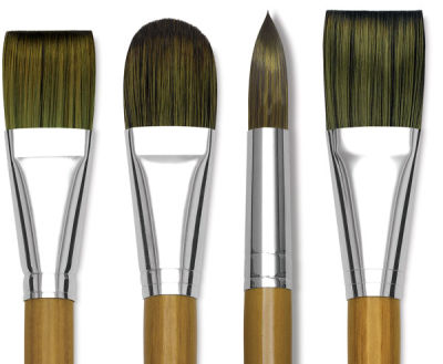 Isabey Isacryl Synthetic Brushes -Closeup of Variety of brushes shown
