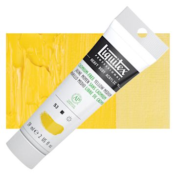 Open in modal - Liquitex Heavy Body Artist Acrylic - Cadmium-Free Yellow Medium, 2 oz and swatch