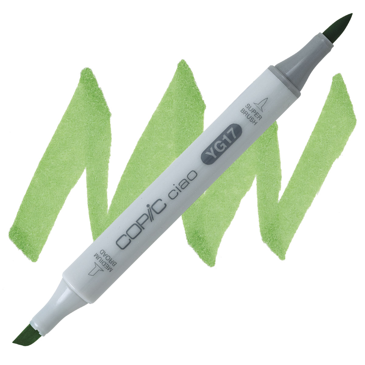 Copic Sketch Marker, Oval Shaped Barrel, Medium Broad and Super Brush Nibs,  YG06 Yellowish Green (YG06-S)