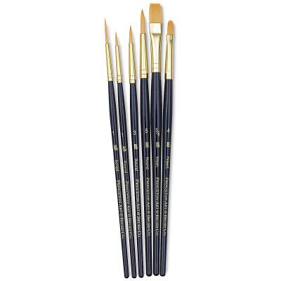 Princeton Real Value Brush Set - 9132, Golden Taklon, Short Handle, Set of 6