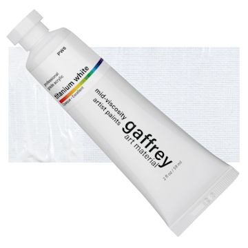 Open in modal - Gaffrey Art Material Standard Body Acrylic Paint - Titanium White, 59 ml tube and swatch