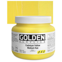 Golden Heavy Body Artist Acrylics - Cadmium Yellow Medium Hue, 32 oz Jar
