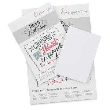 Hahnemühle Hand Lettering Pads - 3 sizes of pads shown stacked loosely
