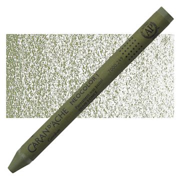 Open in modal - Caran d'Ache Neocolor I Wax Pastel - Olive pastel and swatch