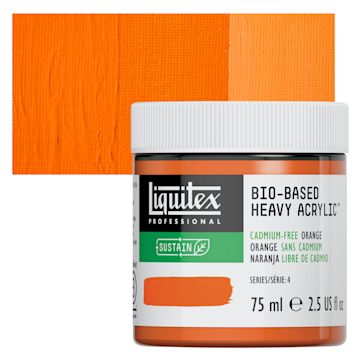 Open in modal - Liquitex Bio-Based Heavy Acrylic Paint - Cadmium-Free Orange, 75 ml jar and swatch