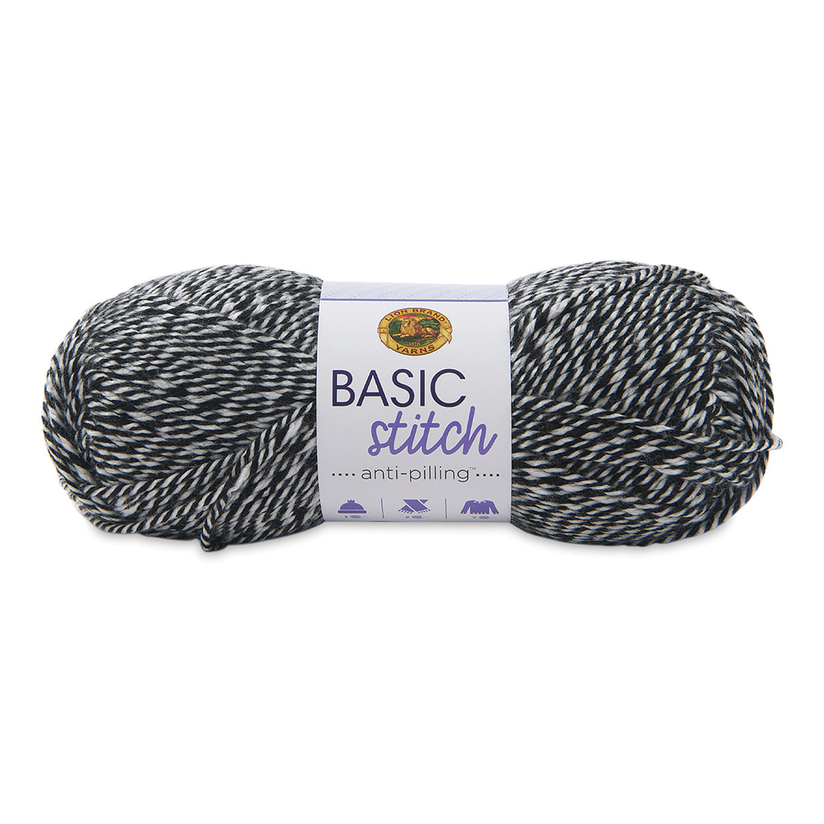 Lion Brand Basic Stitch Anti Pilling Yarn - Black White