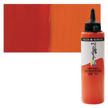 Daler-Rowney System3 Fluid Acrylics - Cadmium Orange Hue, 250 ml bottle with swatch