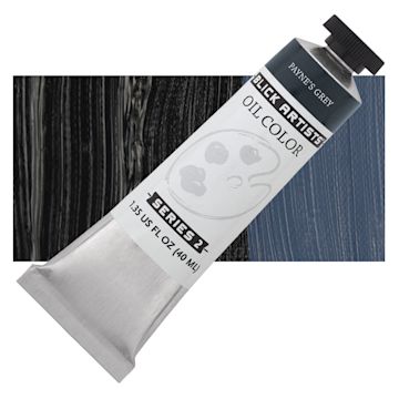Open in modal - Blick Artists' Oil Paint - Payne's Gray, 40 ml tube and swatch