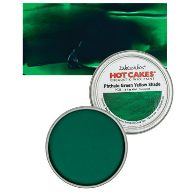 Enkaustikos Hot Cakes Encaustic Wax Paint - Phthalo Green Yellow Shade, 45 ml tin