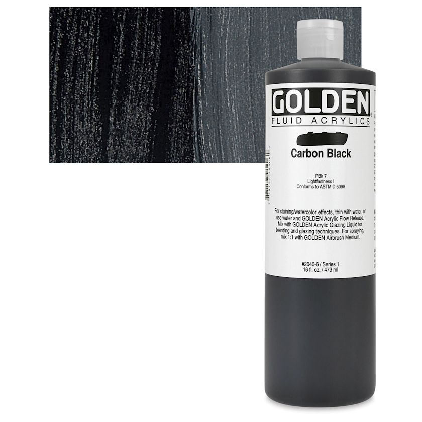 Golden Fluid Acrylics Carbon Black, 16 oz bottle BLICK Art Materials