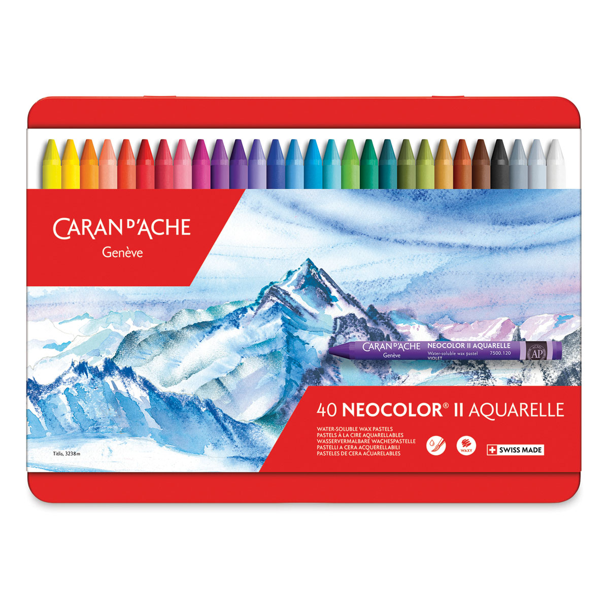 Caran d'Ache Neocolor II Aquarelle Artists' Pastels - Assorted Colors, Set  of 40