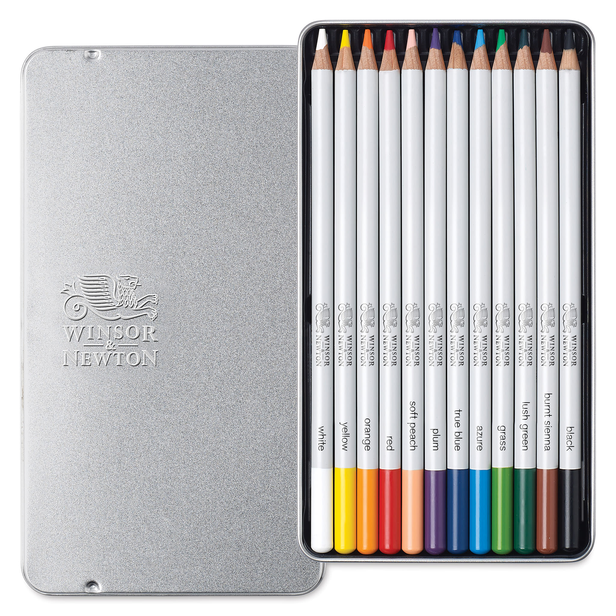 Winsor & Newton Studio Collection Colored Pencils - Set of 12, pencils inside tin case