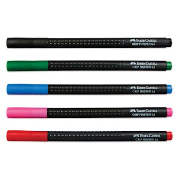 Open in modal - Faber-Castell Black Edition Grip Fineliners - Basic Colors, Set of 5, caps on