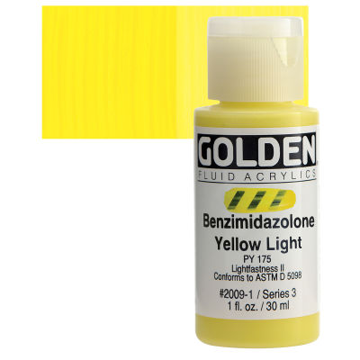 Golden Fluid Acrylics - Benzimidazolone Yellow Light, 1 oz bottle
