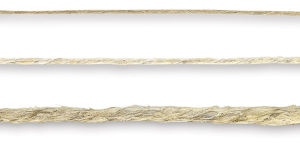 Hemptique Hemp Twine - Closeup of three thicknesses of Hemp Twine shown horizontally for comparison