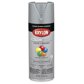 Open in modal - Krylon Colormaxx Spray Paint - Front of 11 oz. can of Metallic Aluminum Color