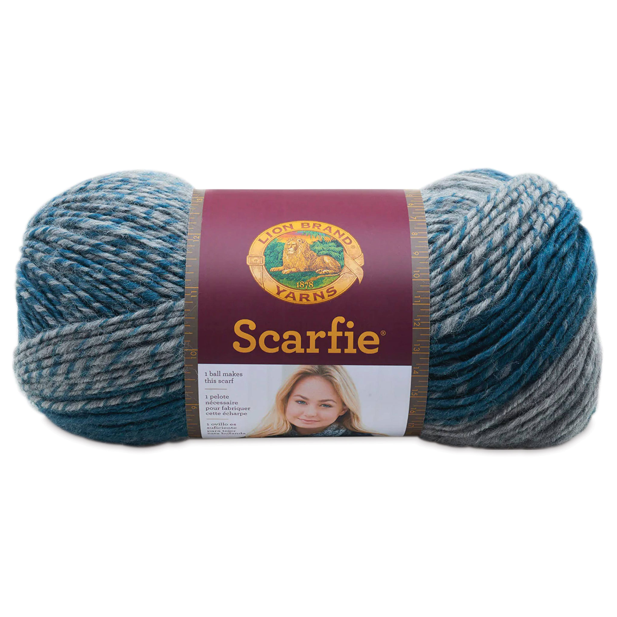 Lion Brand Scarfie Yarn-Blue/Cream