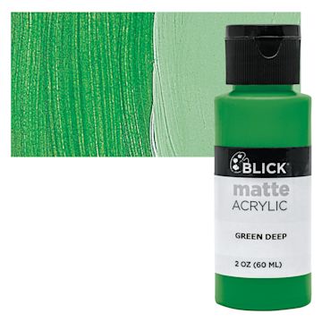 Open in modal - Blick Matte Acrylic - Green Deep, 2 oz bottle and swatch