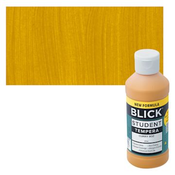 Open in modal - Blick Student Tempera Paint - Curry, 8 oz bottle and swatch