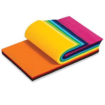 Open in modal - Art and Decoration Fabric - Package of 270 sheets shown stacked and folded back to show colors