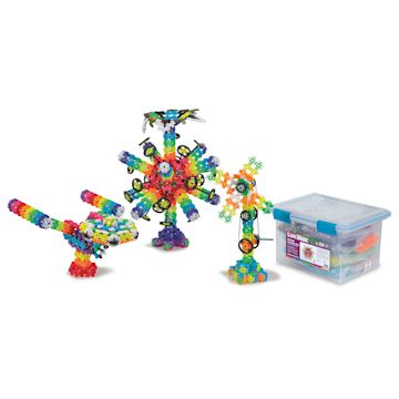 Open in modal - Lux Blox STEAM Accelerator: Deluxe Classroom Set, several constructed structures