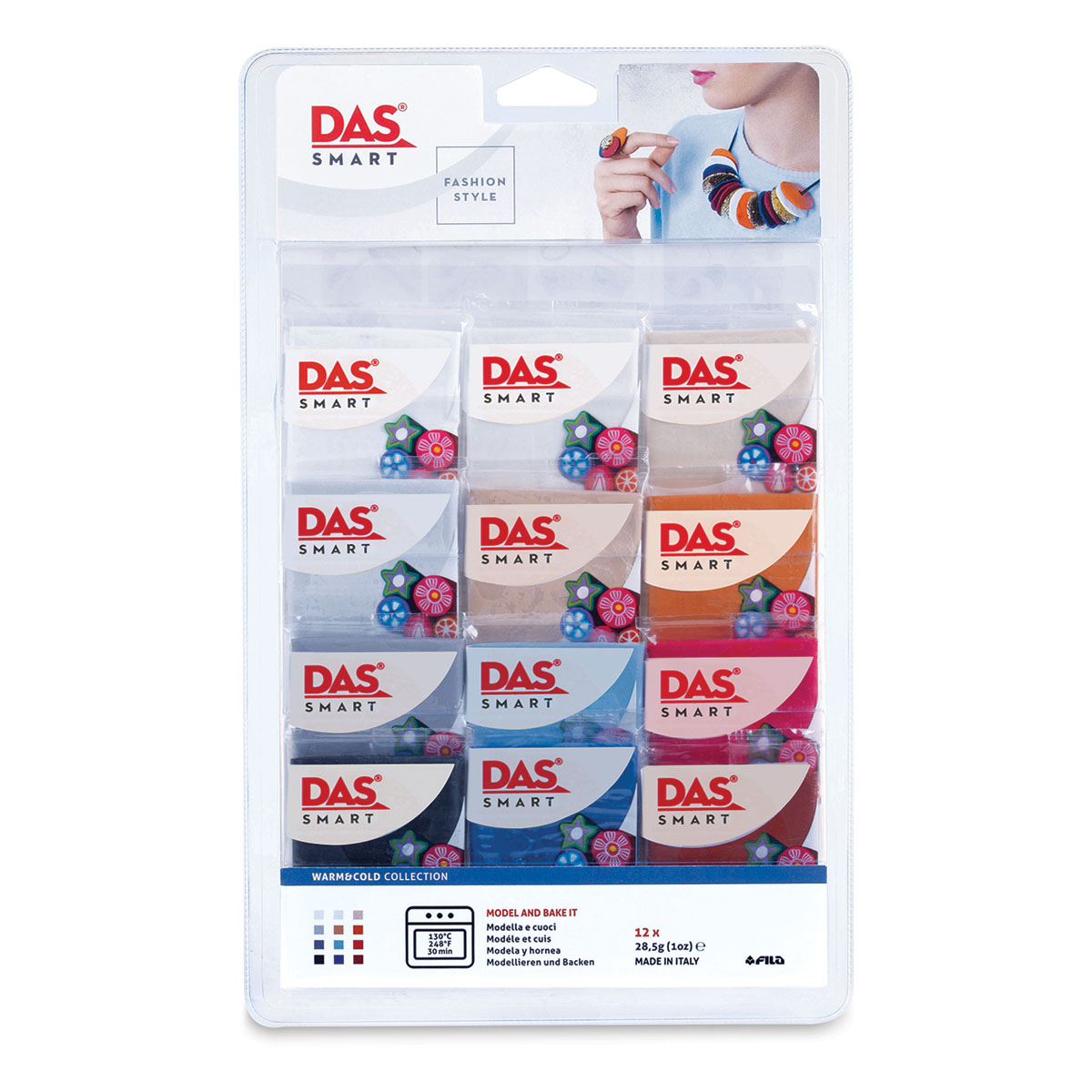 DAS Smart Polymer Clays - Warm and Cool Colors, Set of 12