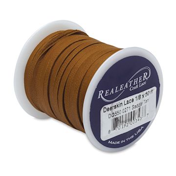 Open in modal - Realeather Deerskin Lace - 1/8" x 50 ft, Saddle Tan
