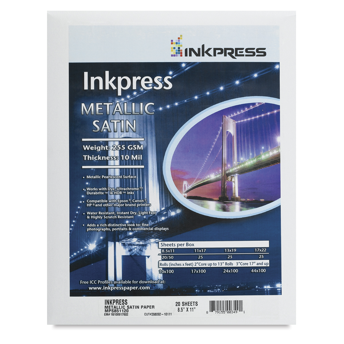 Inkpress Metallic Gloss - 8-1/2" X 11", Pkg Of 20 | BLICK Art Materials