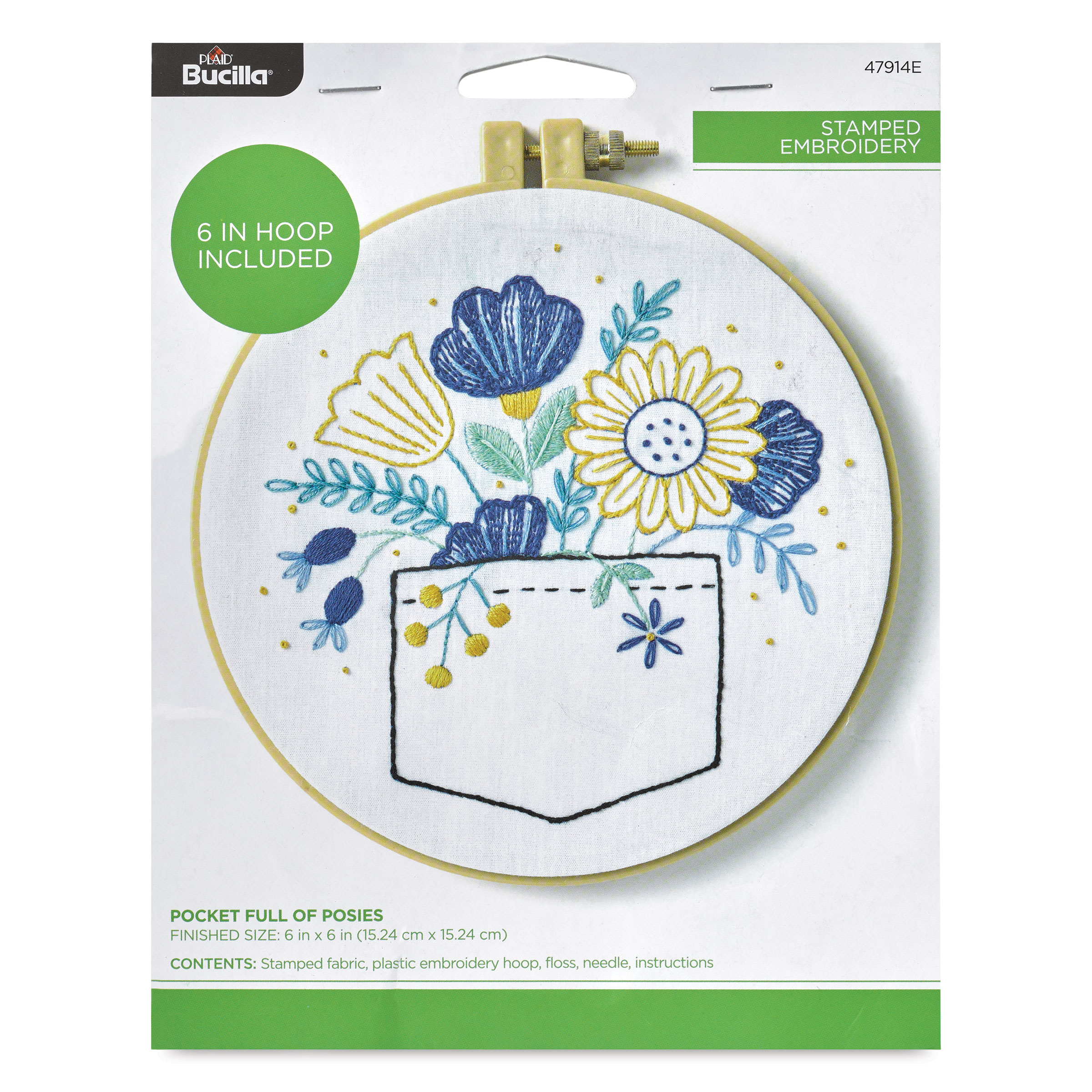 Bucilla Stamped Embroidery Kit Pocket Full of Posies 6 in.