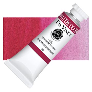Open in modal - Da Vinci Artists' Permanent Watercolor - Quinacridone Rose Madder, 37 ml tube and swatch