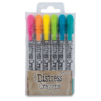 Ranger Tim Holtz Distress Crayons - Front of package of Set of 6 Bright Crayons