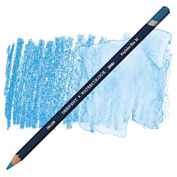 Open in modal - Derwent Watercolor Pencil - Kingfisher Blue pencil and swatch