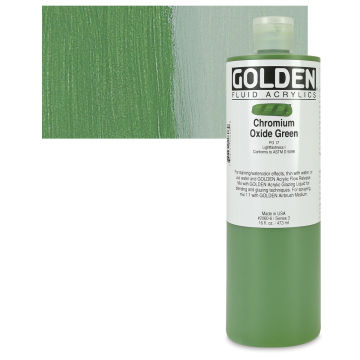 Golden Fluid Acrylics - Chromium Oxide Green, 16 oz bottle