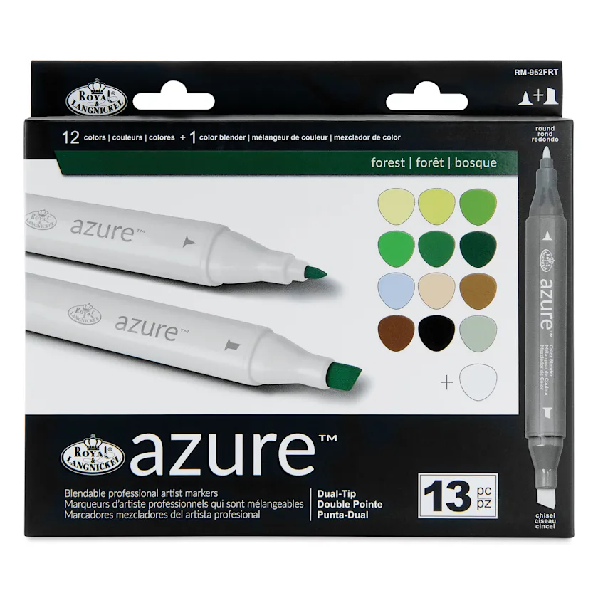 Royal & Langnickel Azure Dual Tip Markers Set of 13, Forest Colors