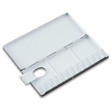 Holbein Aluminum Folding Watercolor Palettes - 13 Well size shown open with Thumb slot also open