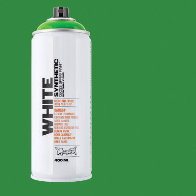 Montana White Spray Paint - Grass Green, 400 ml, Spray Can with Swatch
