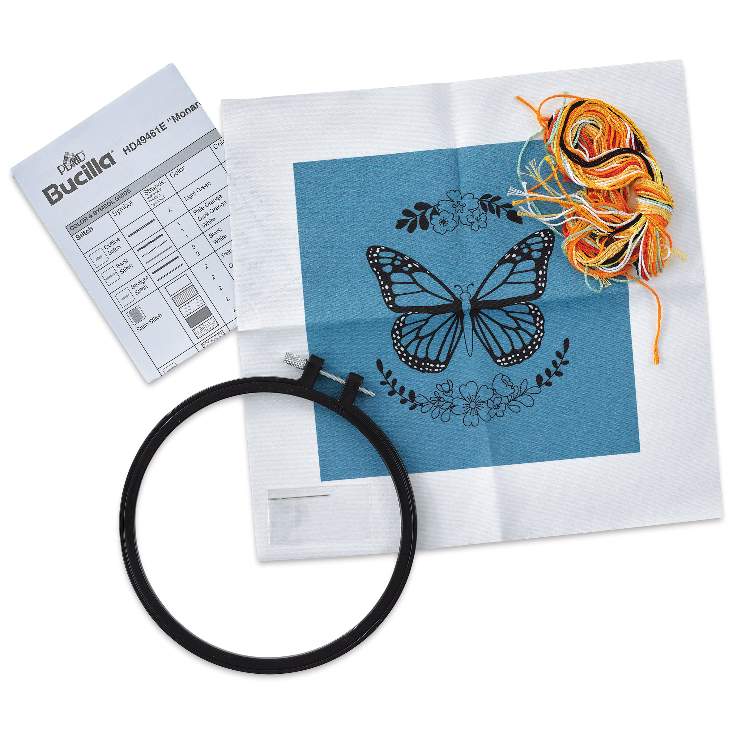 Stamped Embroidery Kit Monarch Butterfly - 046109494616