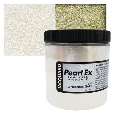 Jacquard Pearl-Ex Pigment - 4 oz, Interference Gold, Jar with Swatch