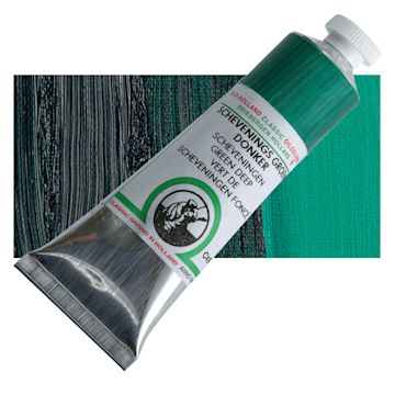 Open in modal - Old Holland Classic Oil Color - Scheveningen Green Deep, 40 ml tube and swatch