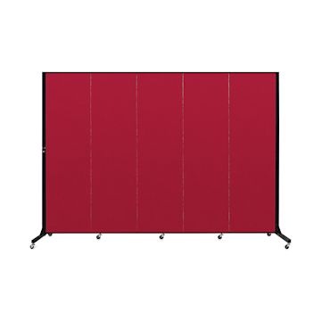 Open in modal - Screenflex Light-Duty Divider - 6'5" x 9'5", Red, 5 Panel
