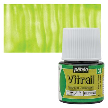 Open in modal - Pebeo Vitrail Paint - Apple Green, 45 ml bottle and swatch