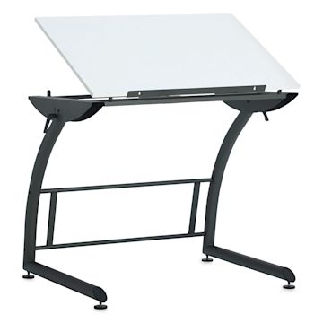 Open in modal - Studio Designs Triflex Sit-to-Stand Drawing Table - Charcoal Frame/White Top