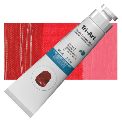 Tri-Art Finest Quality Artist Acrylics - Alizarin Crimson Hue, 60 ml tube with swatch