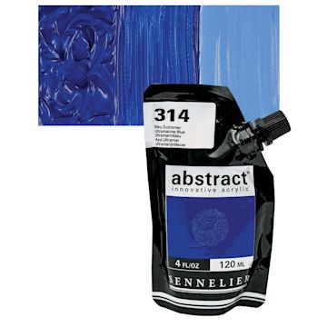 Open in modal - Sennelier Abstract Acrylic - Ultramarine Blue, 120 ml pouch and swatch