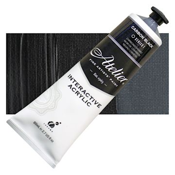 Open in modal - Chroma Atelier Interactive Artists' Acrylic - Carbon Black, 80 ml tube and swatch
