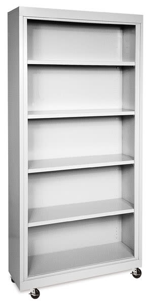 Sandusky Lee Mobile Bookcase - Angled view of 78" tall Gray Bookcase